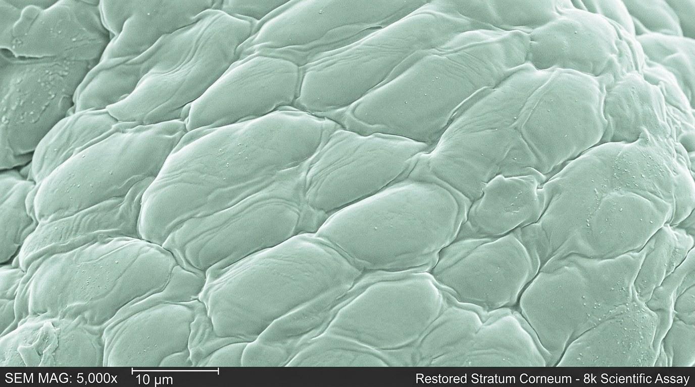 Restructured healthy stratum corneum under electron microscopy